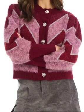 Allison Fuzzy Chevron Cardigan